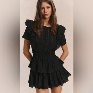 LoveShackFancy Stella Black Mini Dress